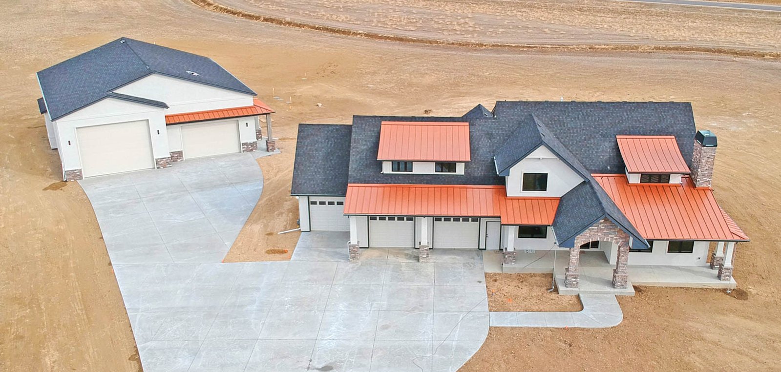 Custom home aerial view