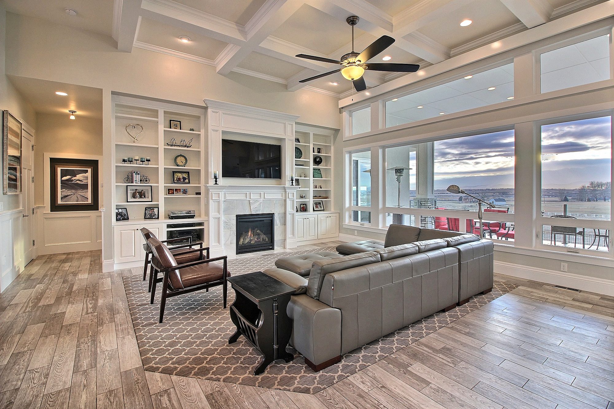 Custom great room with fireplace