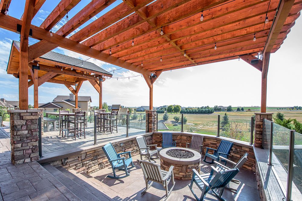 Custom outdoor living space with pergola